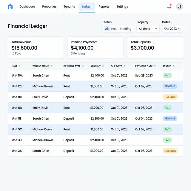 Detailed Rent Ledger
